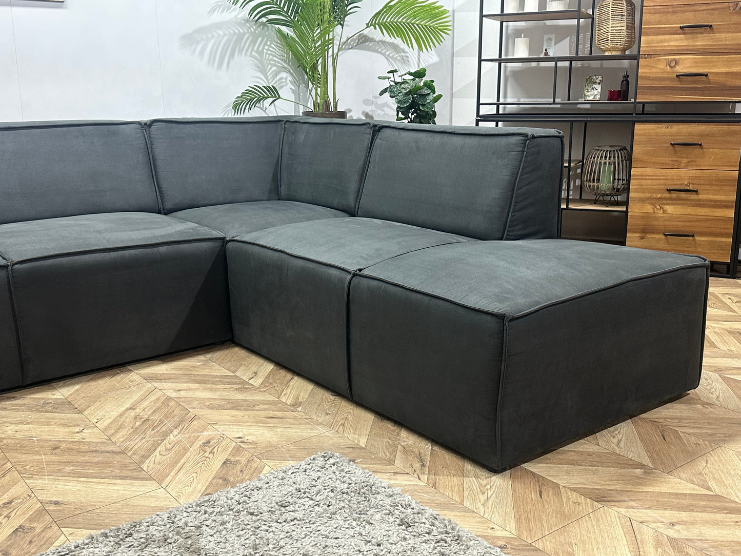 !Showroommodel! Antraciet Suède Stoffen U Bank