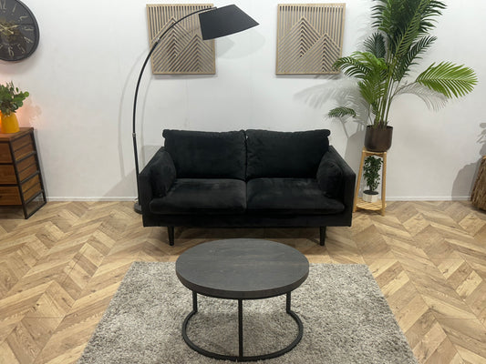 Zwarte Velvet 2-Zits Bank ~ Losse Kussens Met Afneembare Hoezen