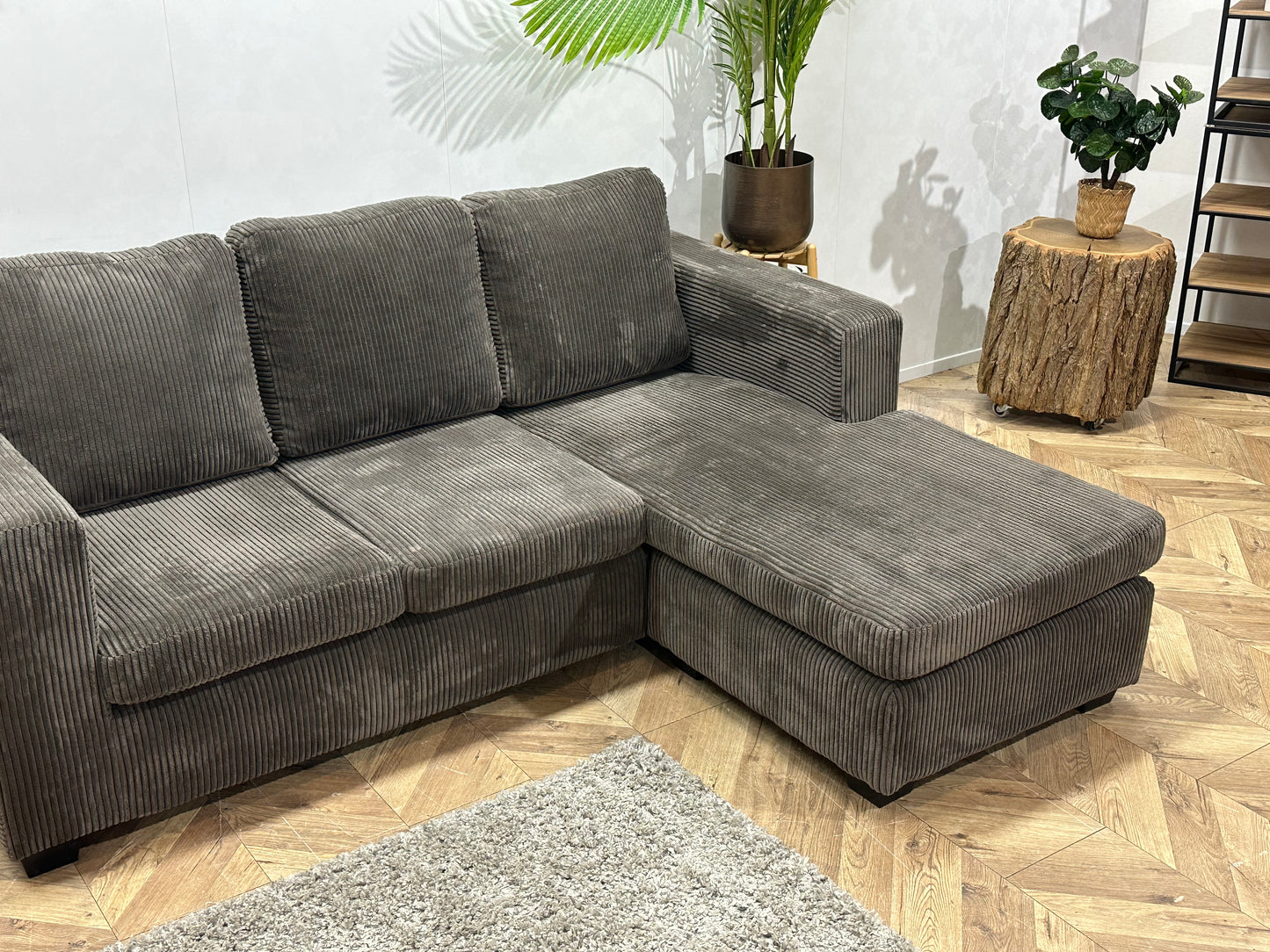 Antraciet Ribstof Hoekbank ~ Meerdere Opstellingen