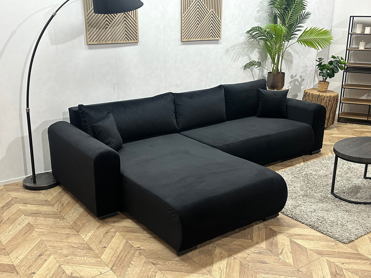 !Showroommodel! Zwarte Velvet Hoekbank