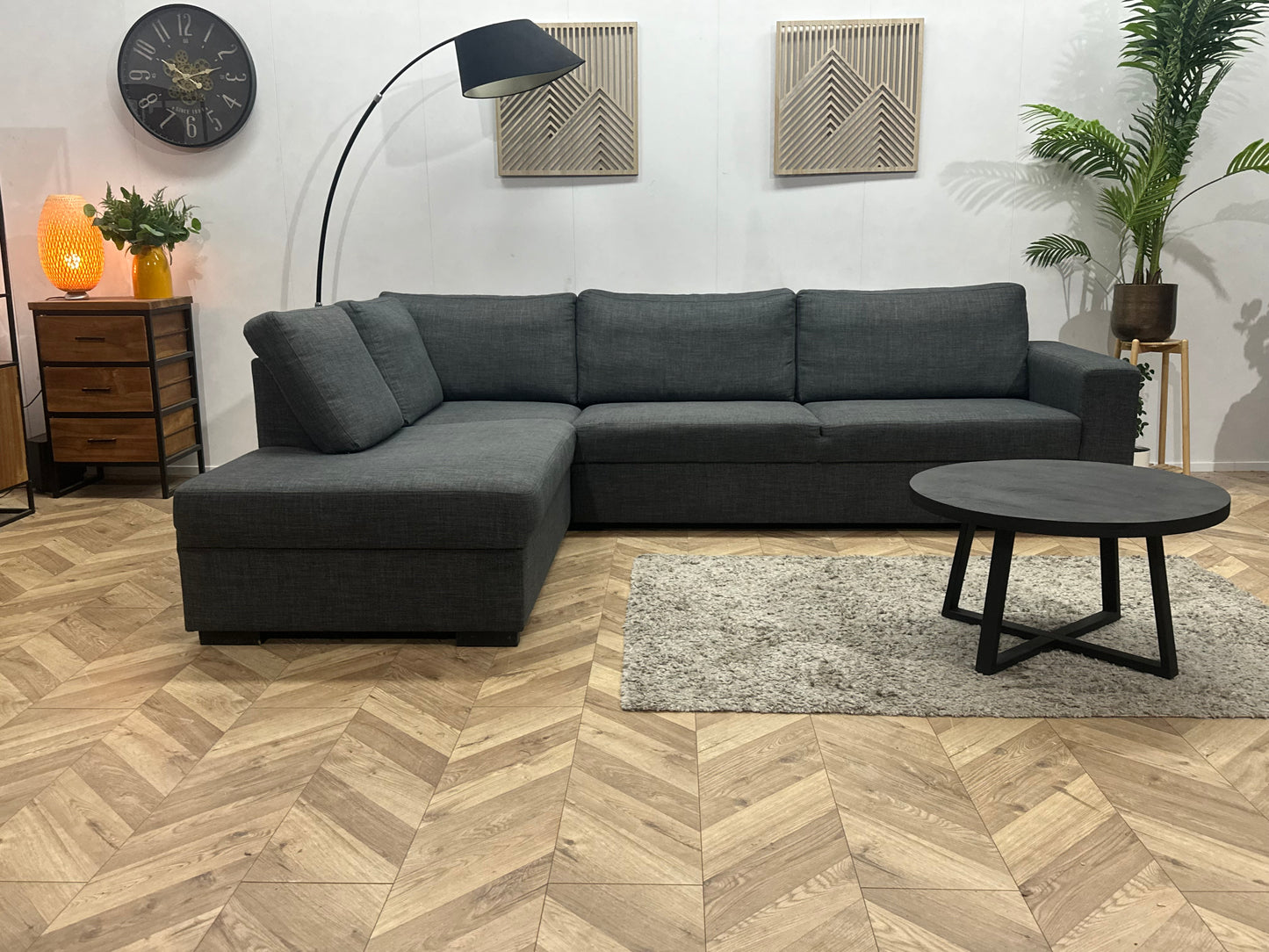 Antraciet Hoekbank ~ Losse Rugkussens Met Afneembare Hoezen