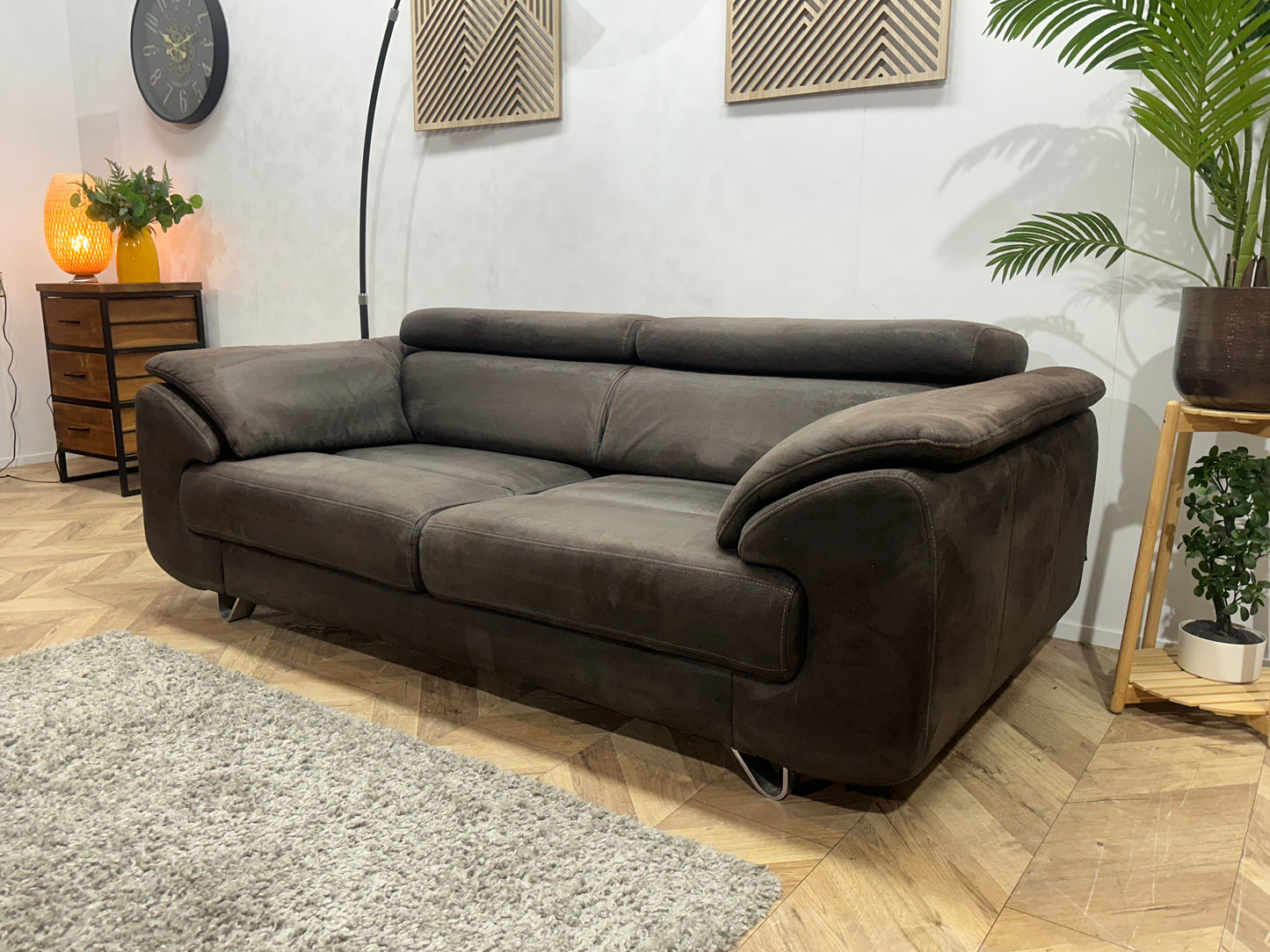 H&H Antraciet 2.5-Zits Bank ~ Verstelbare Hoofdsteunen