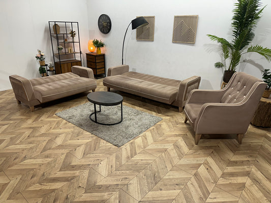 Istikbal Bruine Velvet Banken Set ~ Slaapfunctie