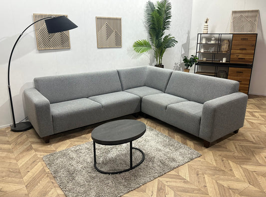 Licht Grijze Hoekbank ~ Vaste Kussens