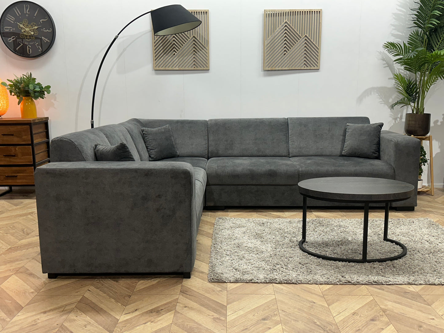 !Showroommodel! Antraciet Velvet Hoekbank