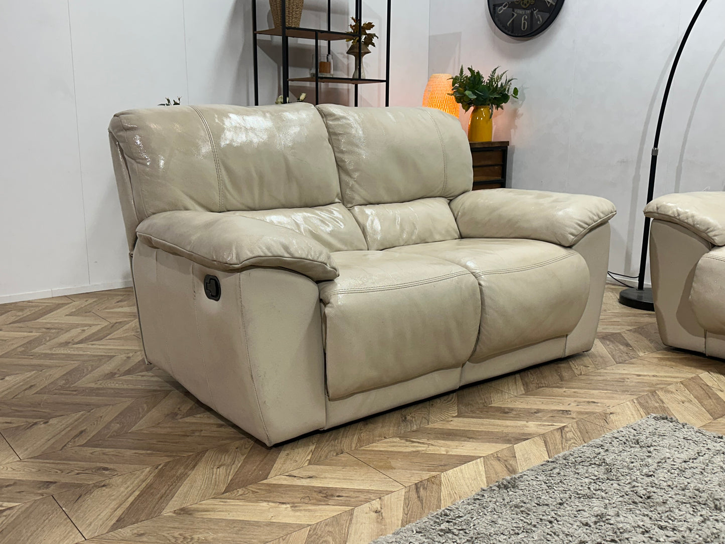 Crème Echt Lederen Banken Set ~ Geïmpregneerd ~ Relaxfunctie