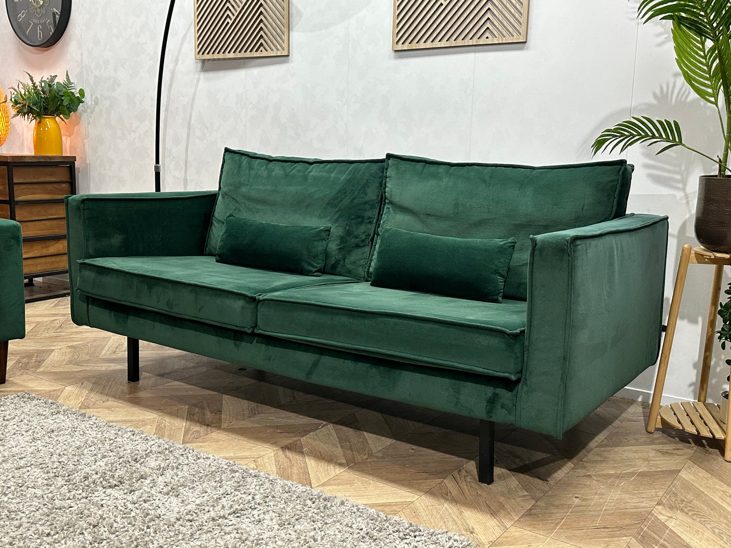 Be Pure Groene Velvet Banken Set ~ Losse Kussens Met Afneembare Hoezen