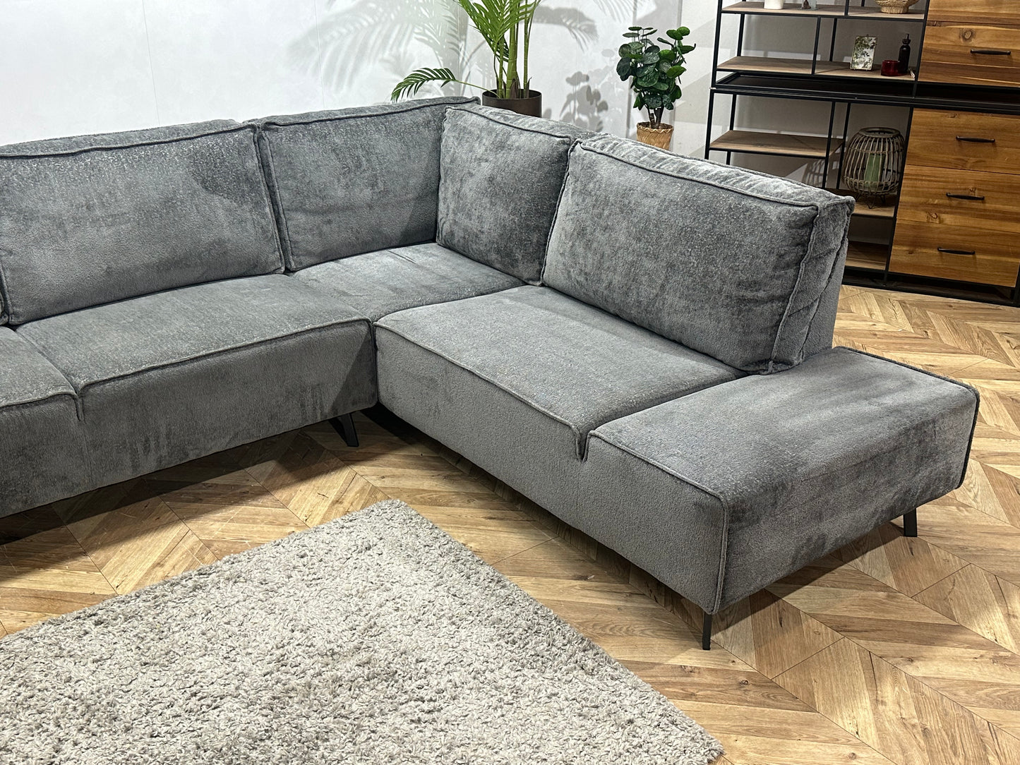 Antraciet Cremona Stoffen Hoekbank ~ Losse Rugkussens Met Afneembare Hoezen