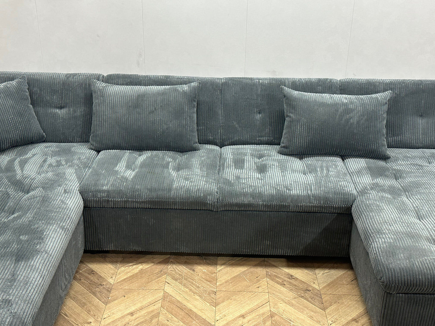 !Showroommodel! Blauwe Ribstof U Bank