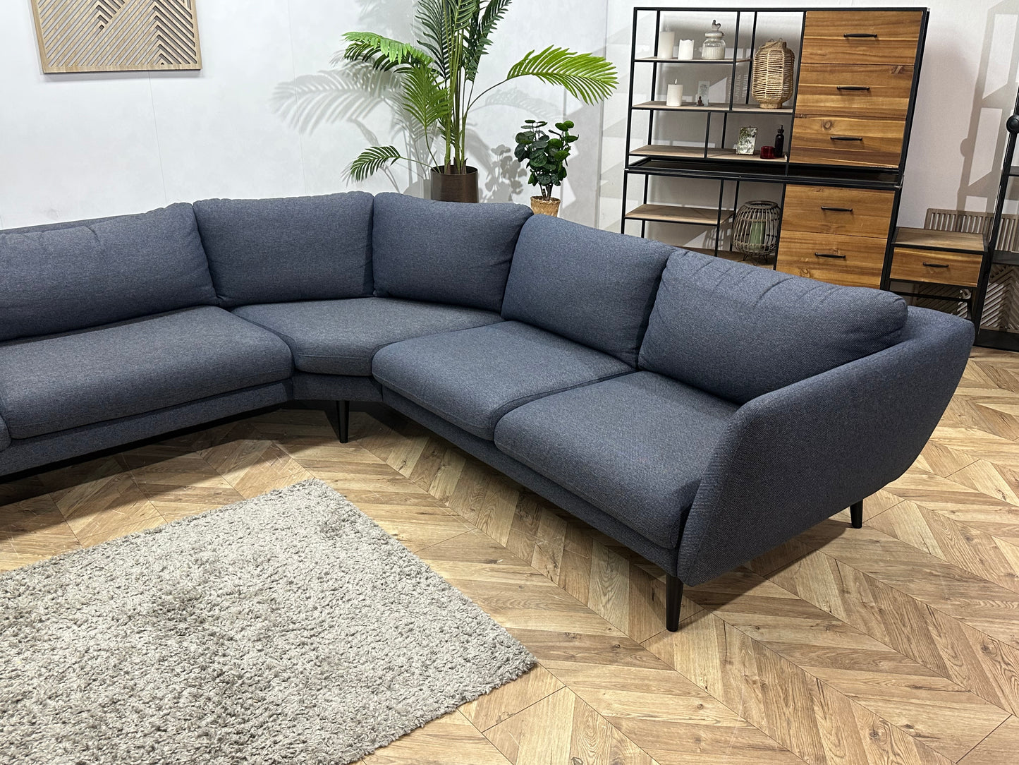 Blauwe Hoekbank ~ Losse Kussens Met Afneembare Hoezen