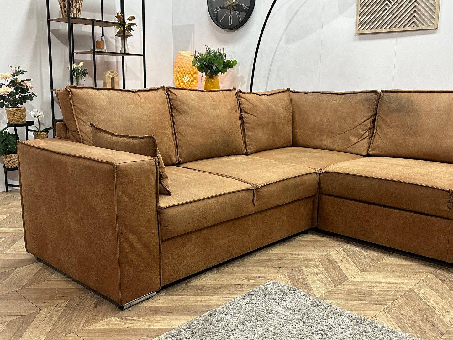 Cognac Bruine Suède Stoffen U Bank ~ Slaapfunctie