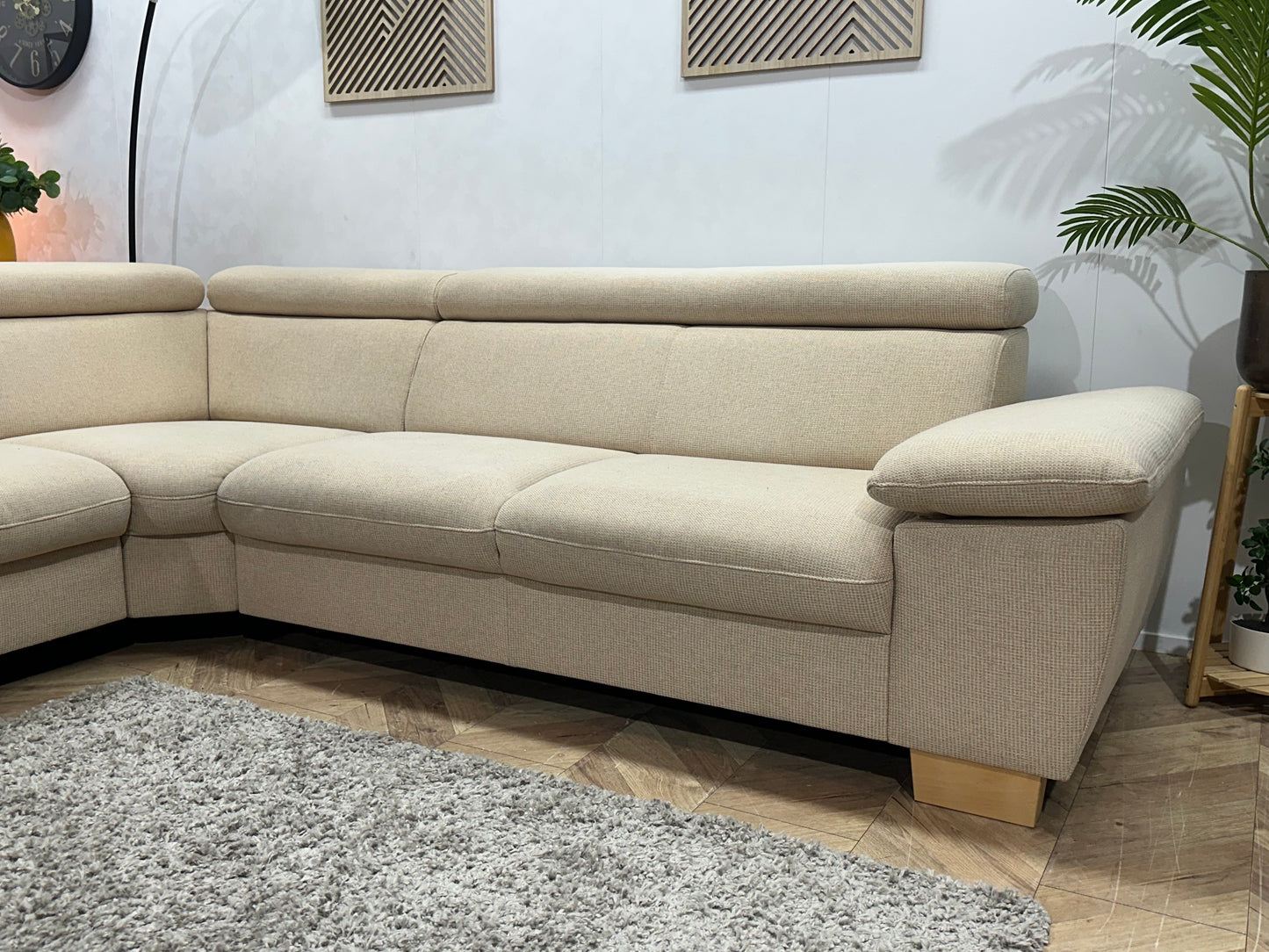 Crème Hoekbank ~ Verstelbare Arm/Hoofdsteunen