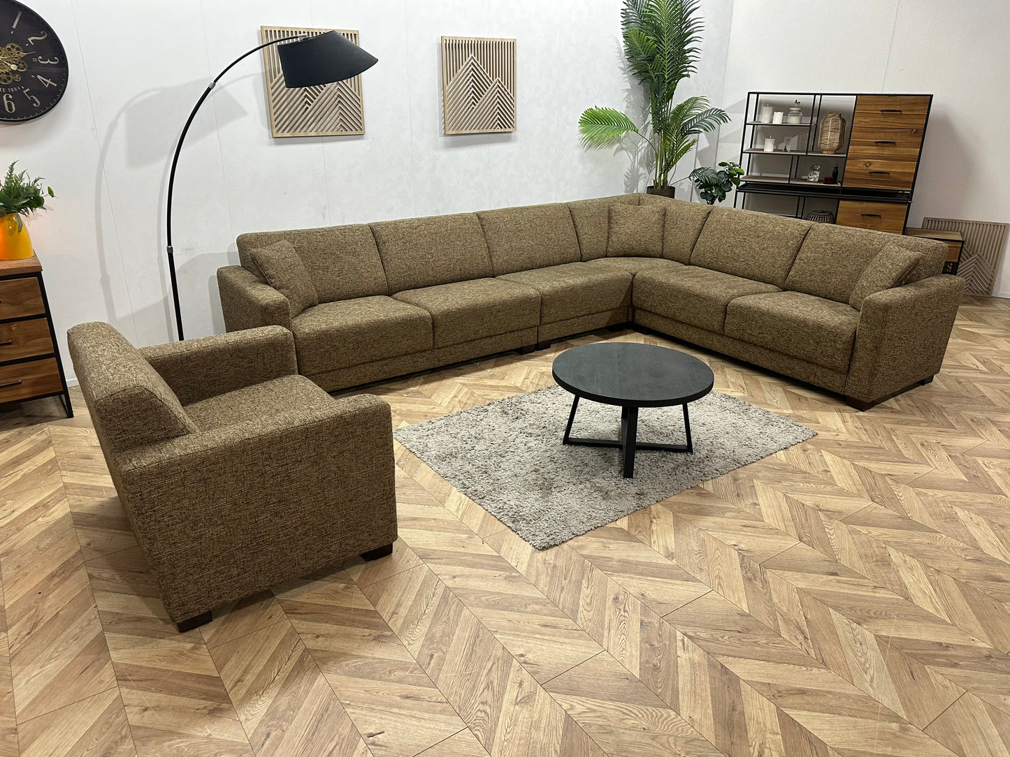 Bruine Ruime Hoekbank Inc Fauteuil ~ Meerdere Opstellingen