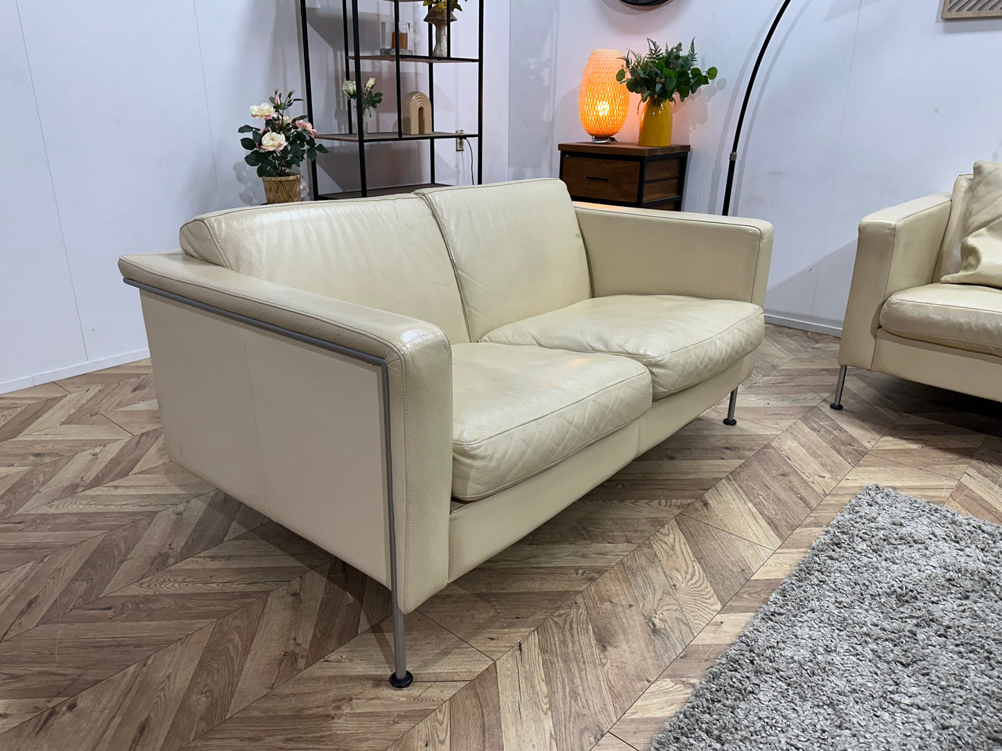 Touché Crème Lederen Banken Set ~ Losse Kussens