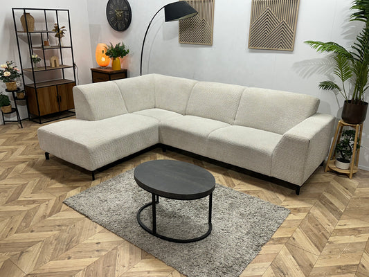 !Showroommodel! Witte/Crème Bouclé Stoffen Hoekbank