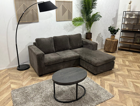 Antraciet Ribstof Hoekbank ~ Meerdere Opstellingen