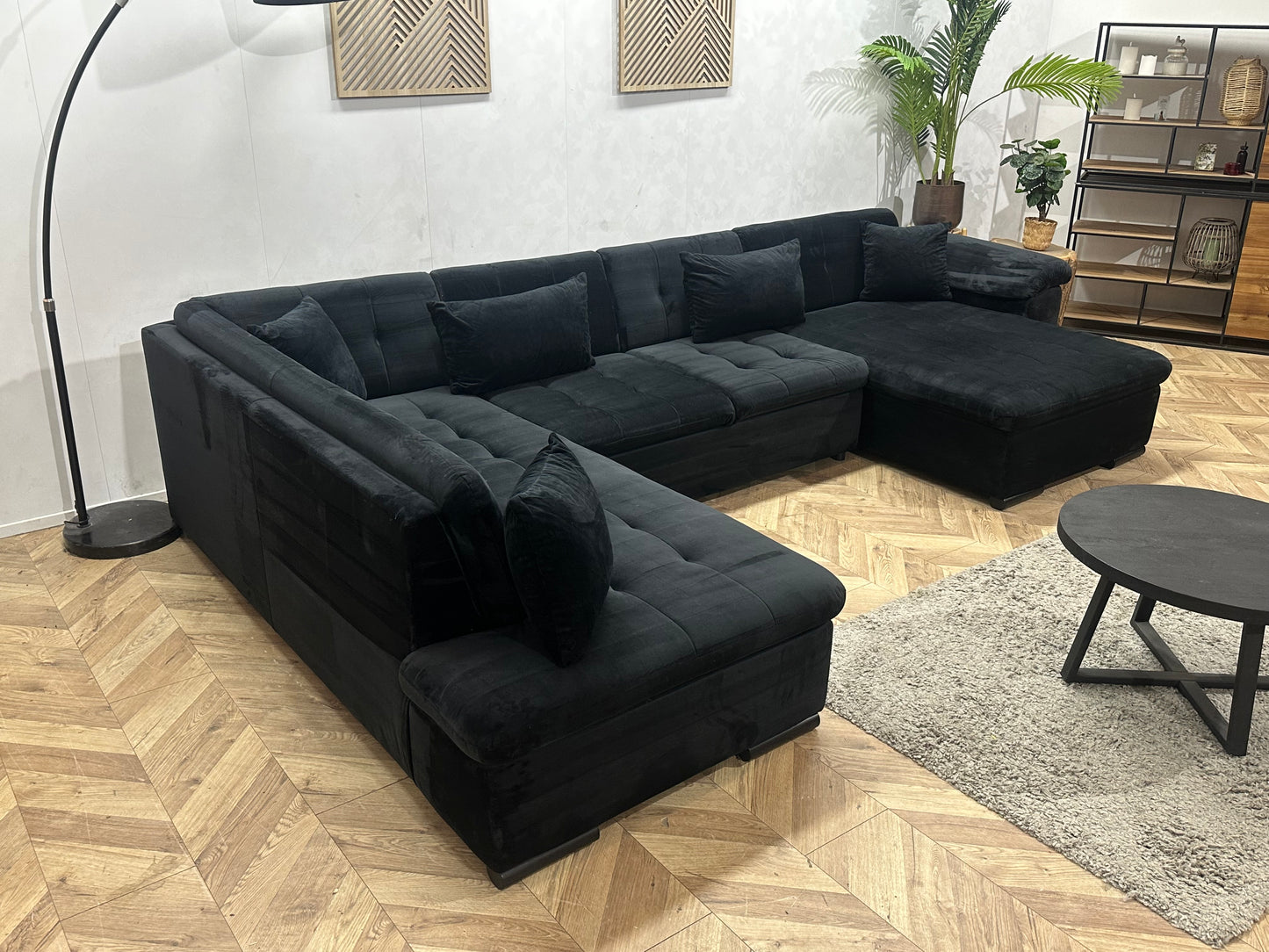 Zwarte Velvet U Bank ~ Vaste Kussens