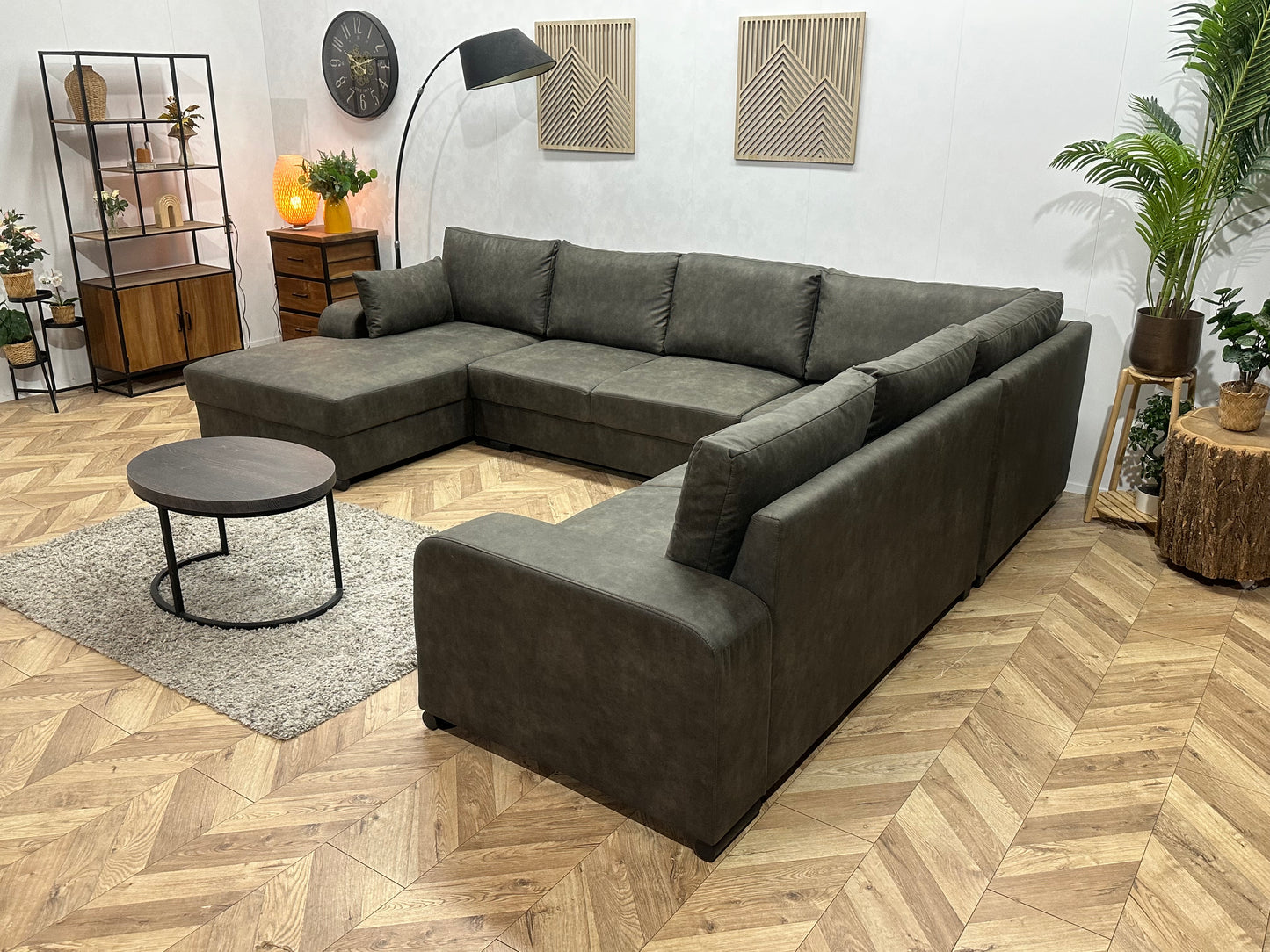 !Showroommodel! Antraciet Suède Stoffen U Bank