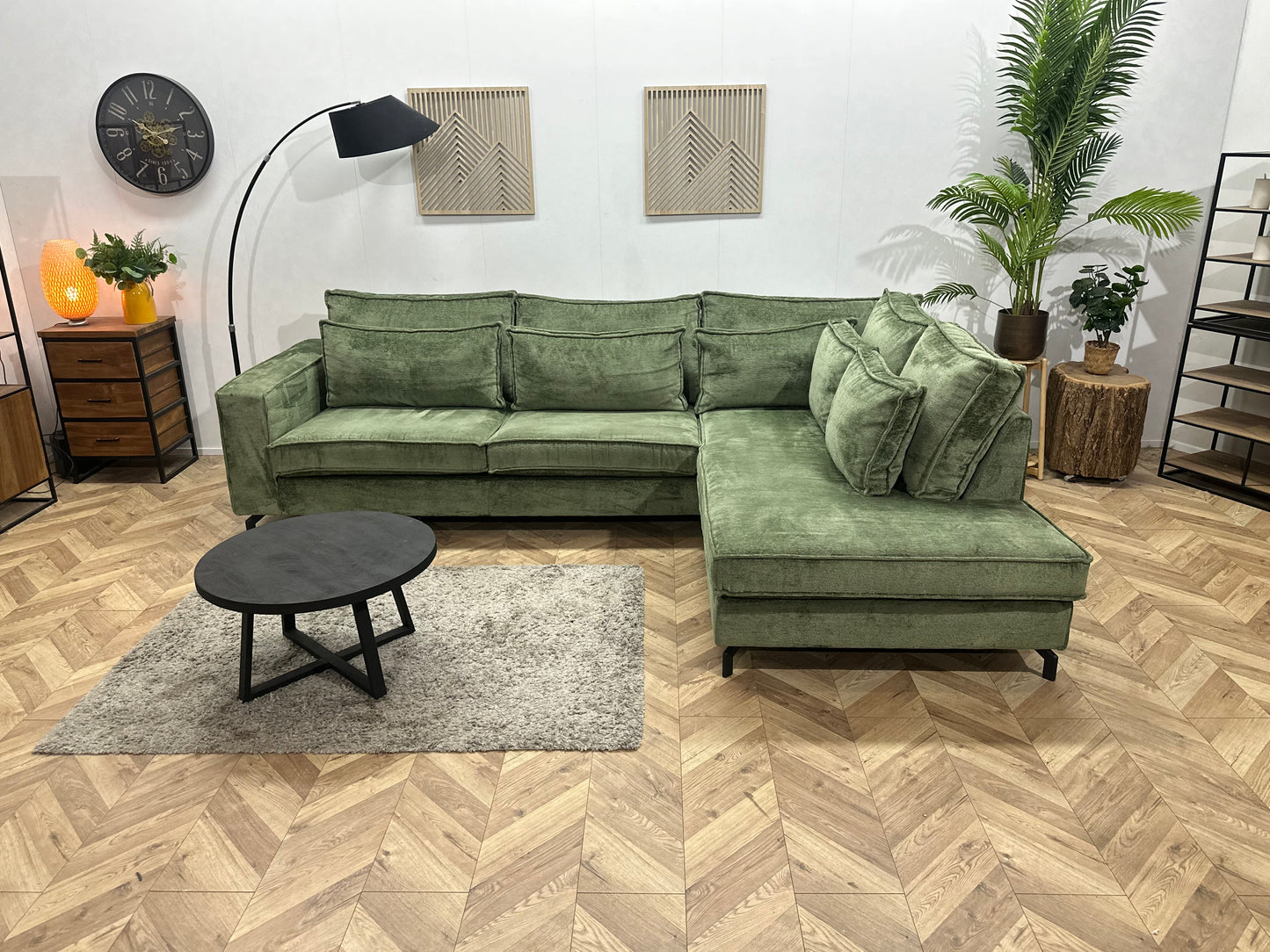 Groene Cremona Stoffen Hoekbank ~ Nieuwstaat