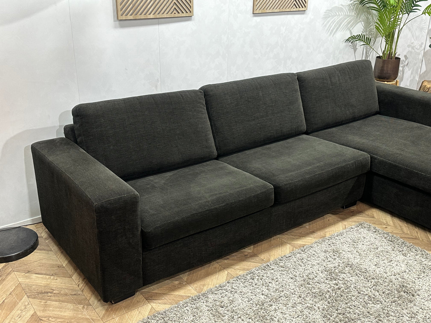 Antraciet Suède Stoffen Hoekbank ~ Losse Kussens Met Afneembare Hoezen