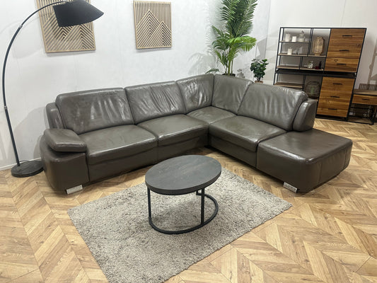 Taupe Echt Lederen Hoekbank ~ Geïmpregneerd