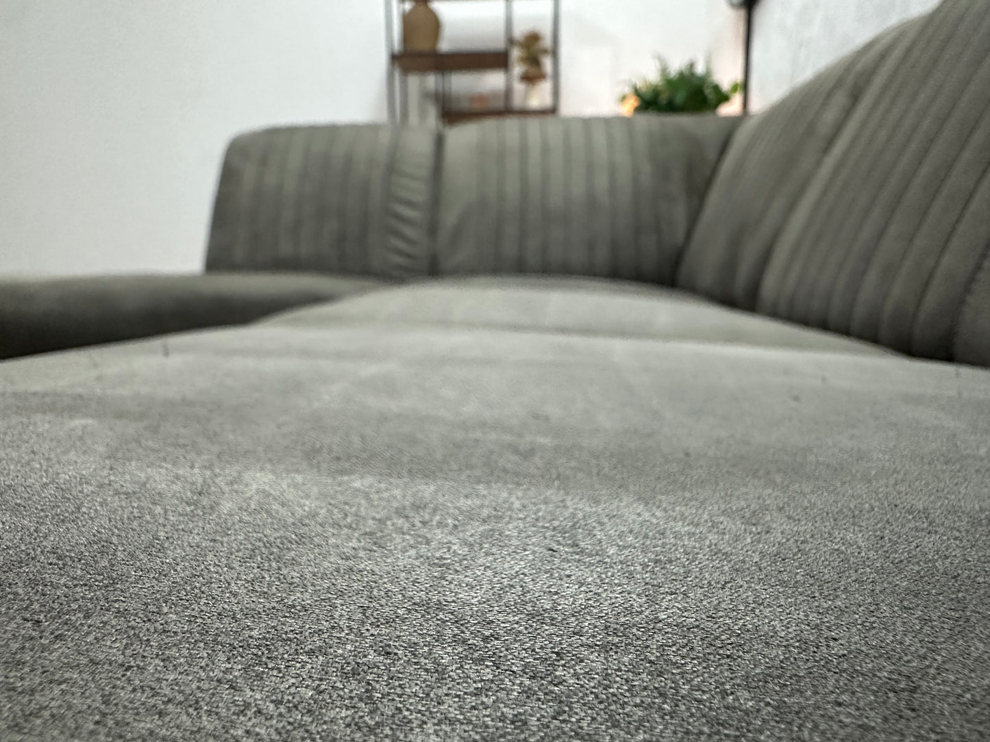 Antraciet Suède Stoffen Hoekbank ~ Vaste Kussens