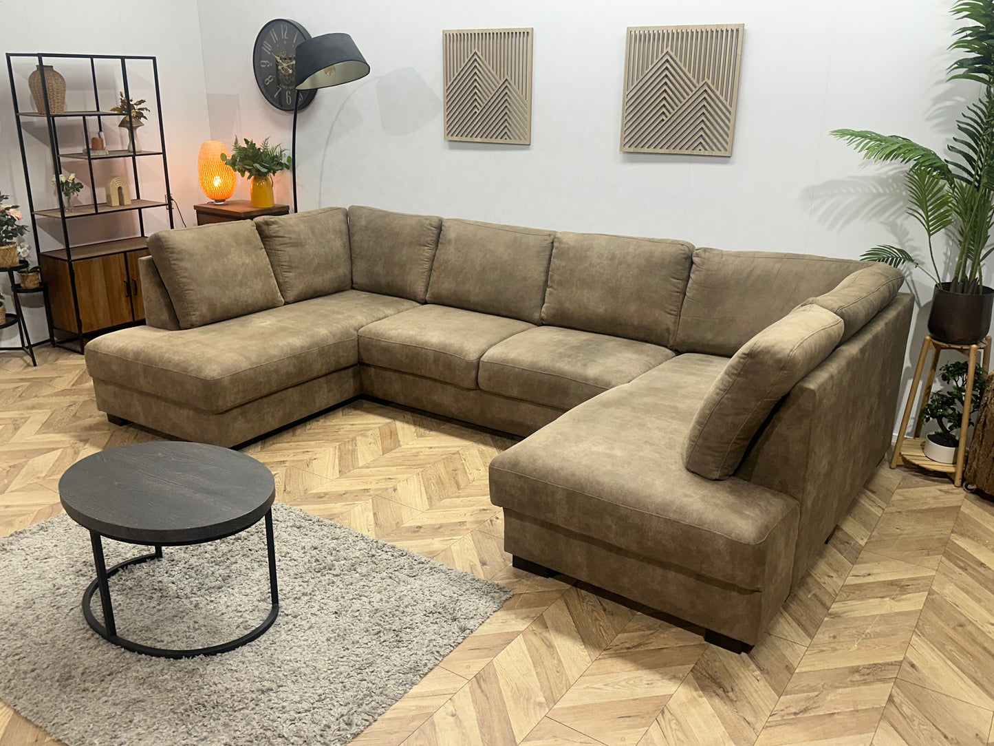 Bruine Suède Stoffen U Bank ~ Losse Rugkussens Met Afneembare Hoezen