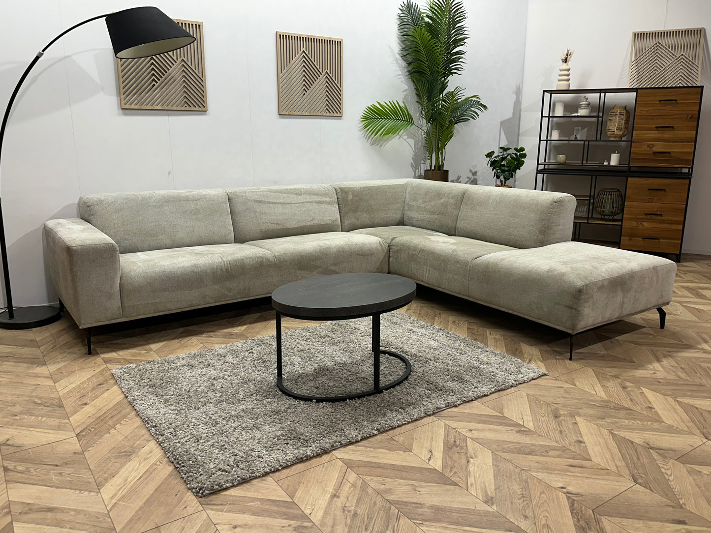 Dyyk Licht Grijze Suède Stoffen Hoekbank