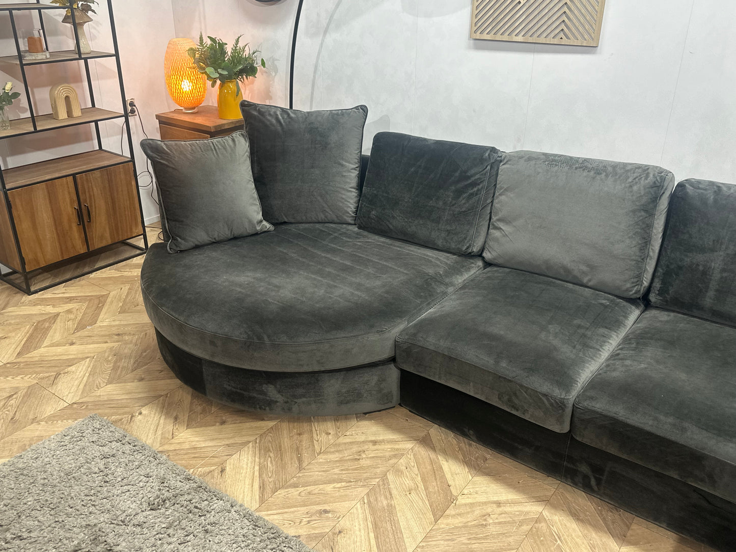 Urban Sofa Antraciet Design Velvet U Bank ~ Losse Kussens Met Afneembare Hoezen