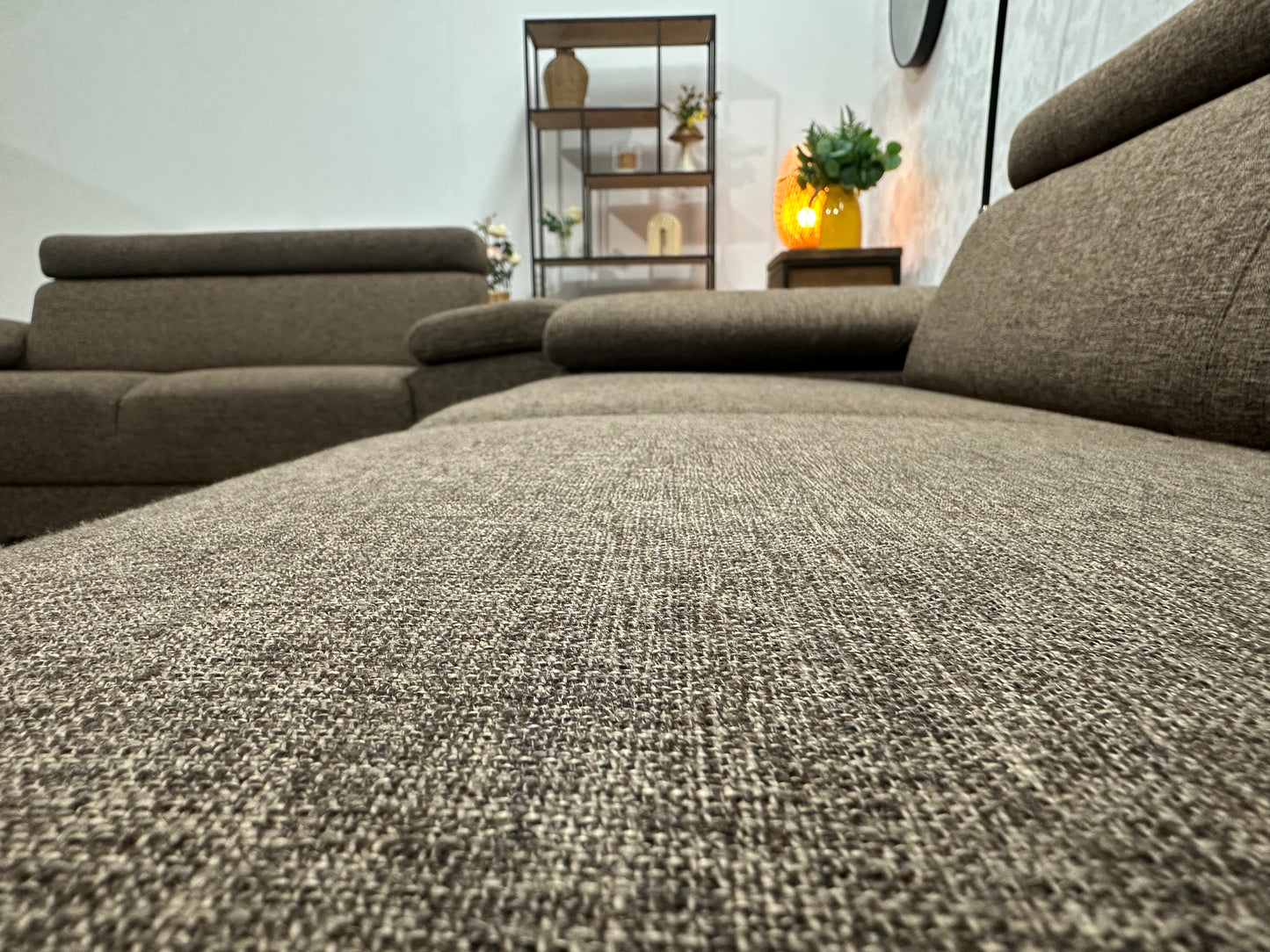 Bruine Hoekbank ~ Verstelbare Arm/Hoofdsteunen