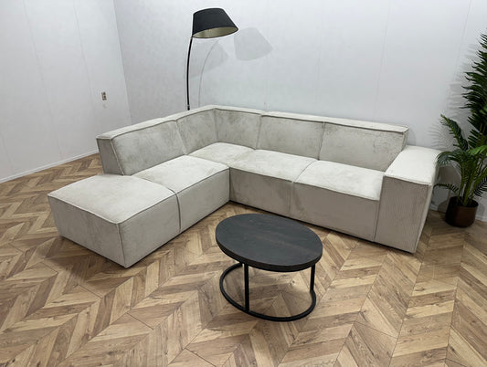 !Showroommodel! Witte Ribstof Hoekbank