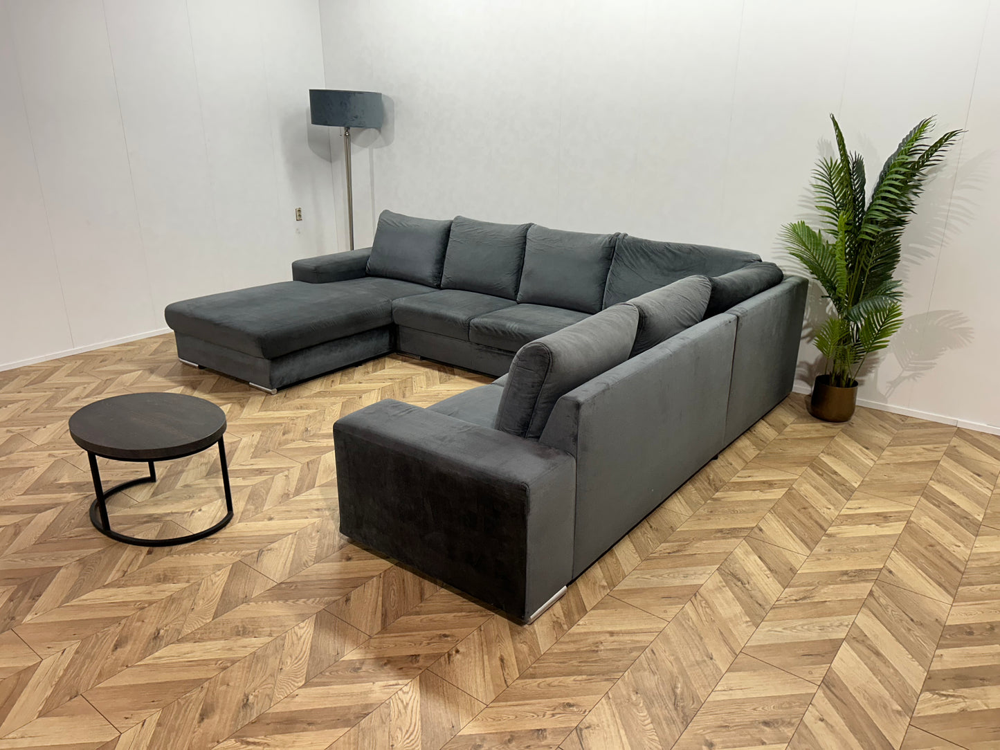 Blauwe Velvet U Bank ~ Losse Rugkussens Met Afneembare Hoezen