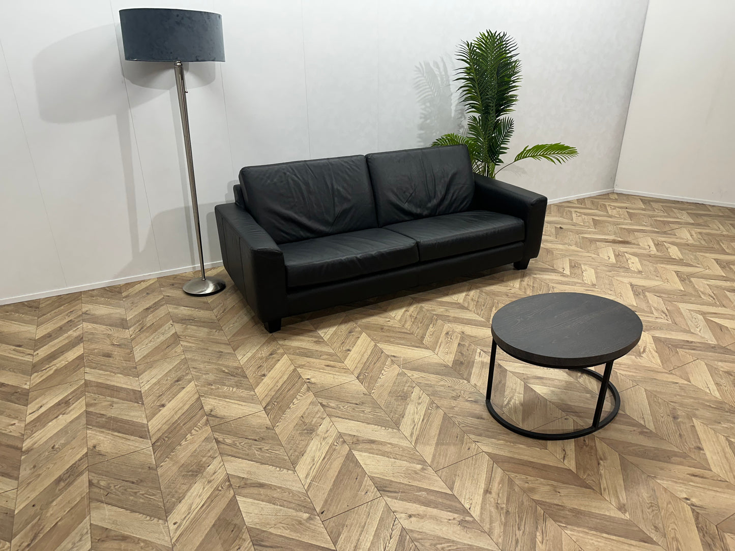 Zwart Echt Lederen 2.5-Zits Bank ~ Losse Kussens Met Afneembare Hoezen