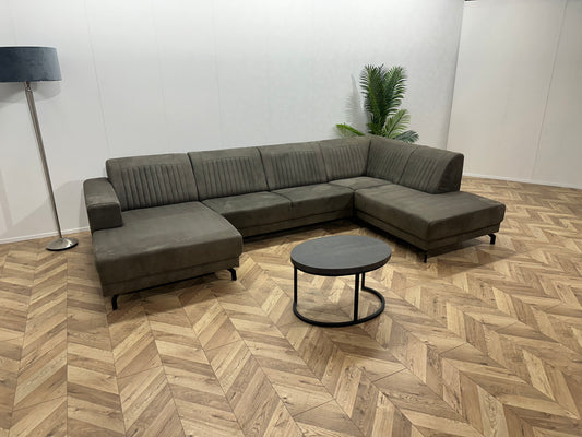 Antraciet Suède Leren U Bank ~ Vaste Kussens