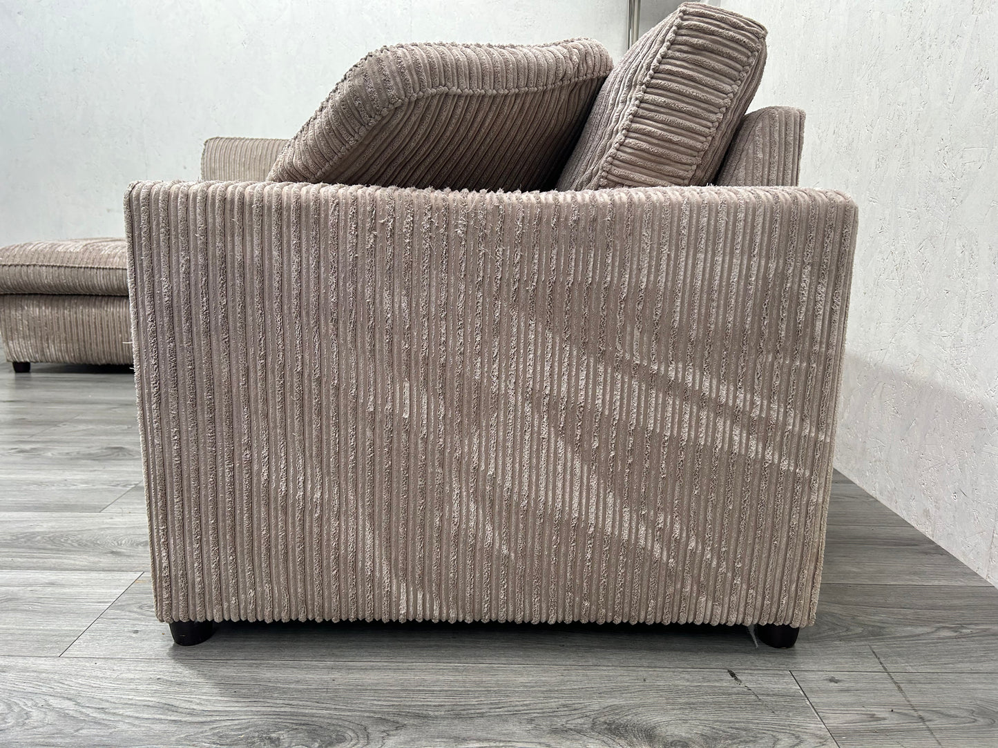 Beige Ribstof Hoekbank ~ Nieuwstaat