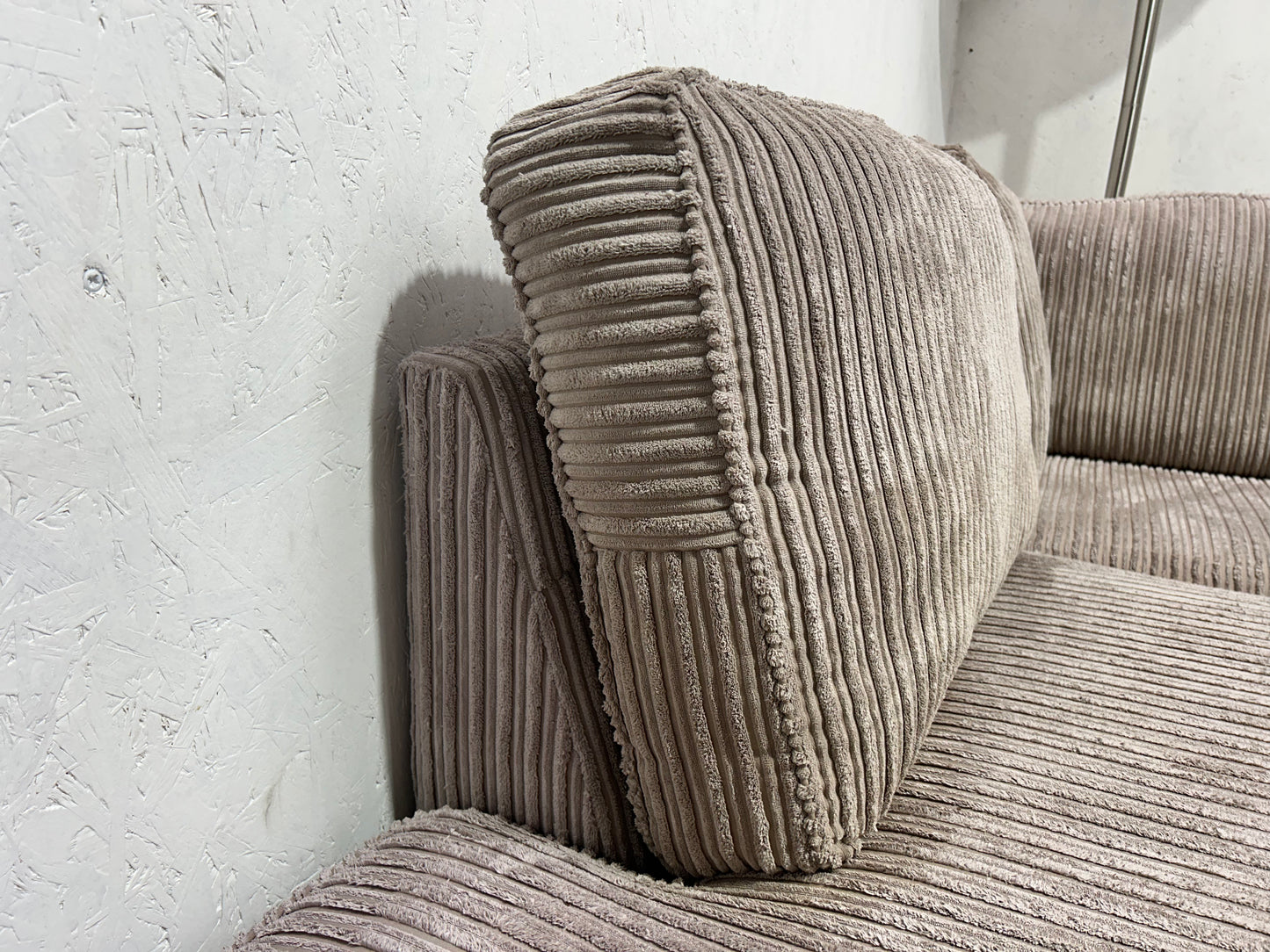 Beige Ribstof Hoekbank ~ Nieuwstaat