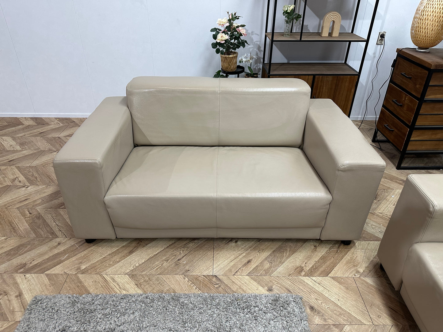 Crème Echt Lederen Banken Set Inc. Fauteuil ~ Geimpregneerd