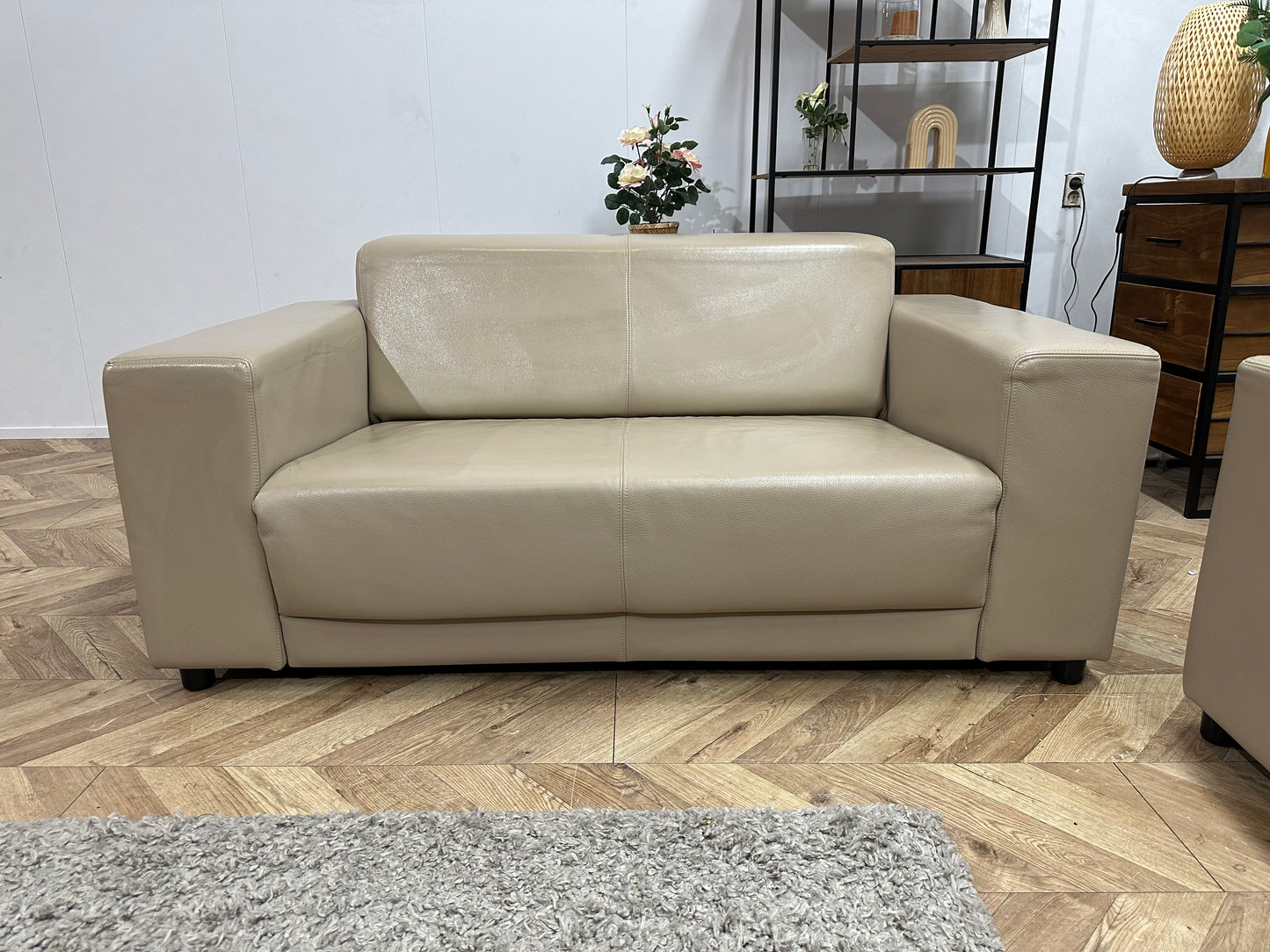 Crème Echt Lederen Banken Set Inc. Fauteuil ~ Geimpregneerd