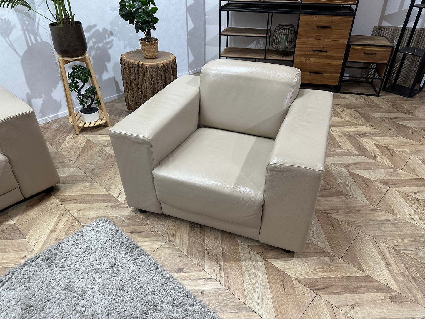 Crème Echt Lederen Banken Set Inc. Fauteuil ~ Geimpregneerd