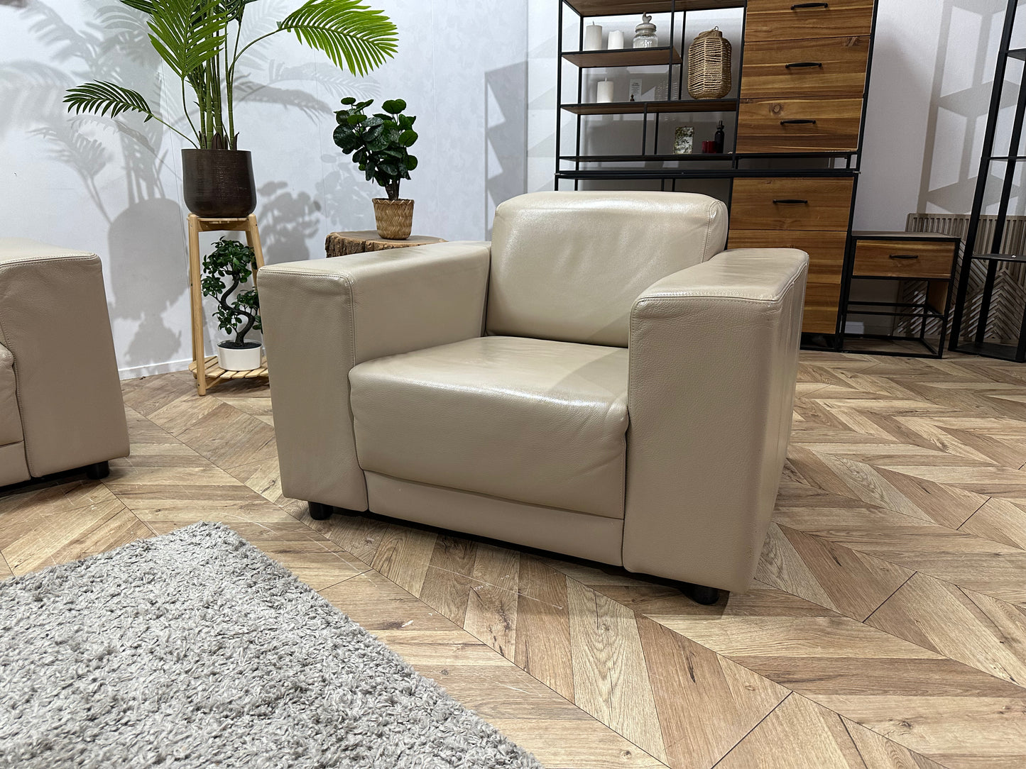 Crème Echt Lederen Banken Set Inc. Fauteuil ~ Geimpregneerd