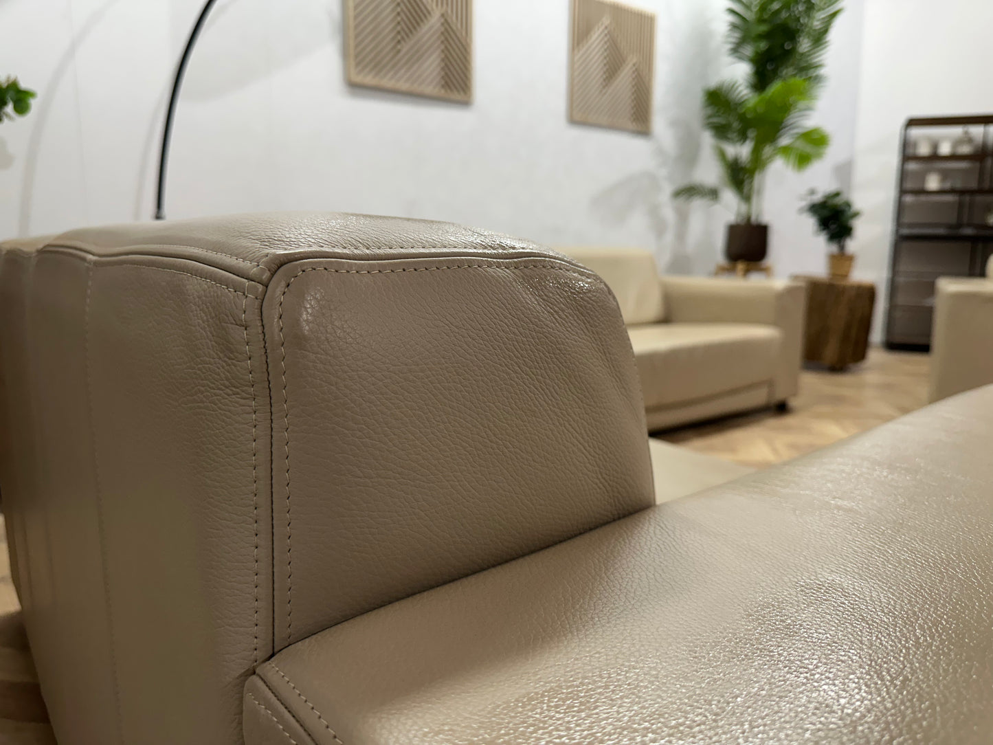 Crème Echt Lederen Banken Set Inc. Fauteuil ~ Geimpregneerd