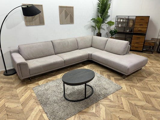 Natuzzi Ruime Licht Grijze Hoekbank ~ Vaste Kussens