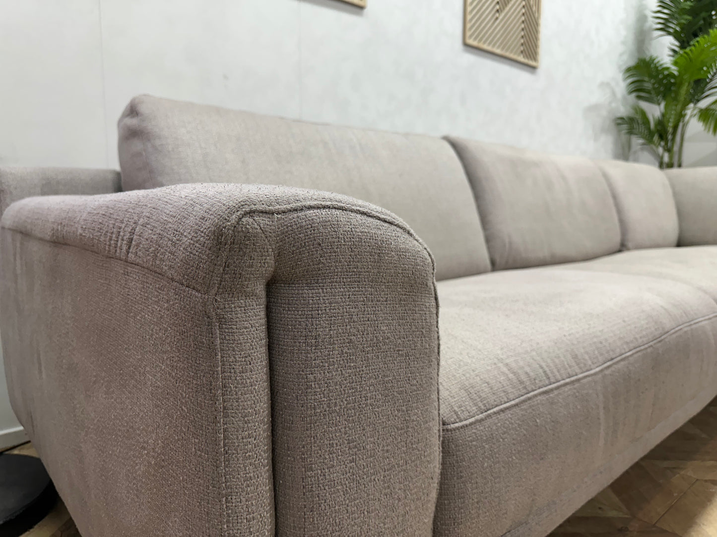 Natuzzi Ruime Licht Grijze Hoekbank ~ Vaste Kussens