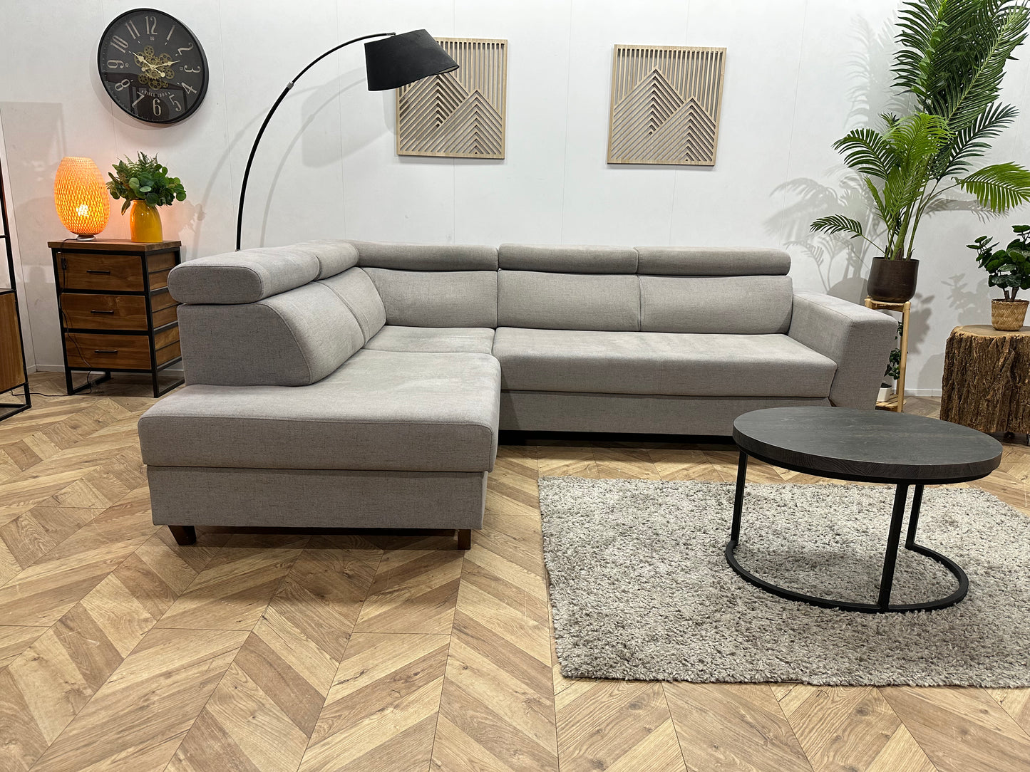 Licht Grijze Hoekbank ~ Slaapfunctie ~ Extra Opbergruimte