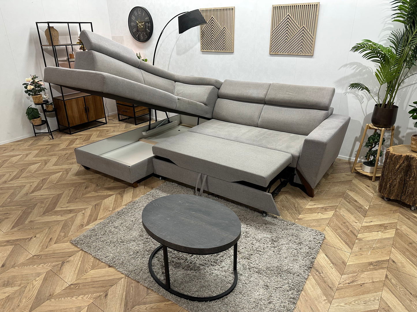 Licht Grijze Hoekbank ~ Slaapfunctie ~ Extra Opbergruimte