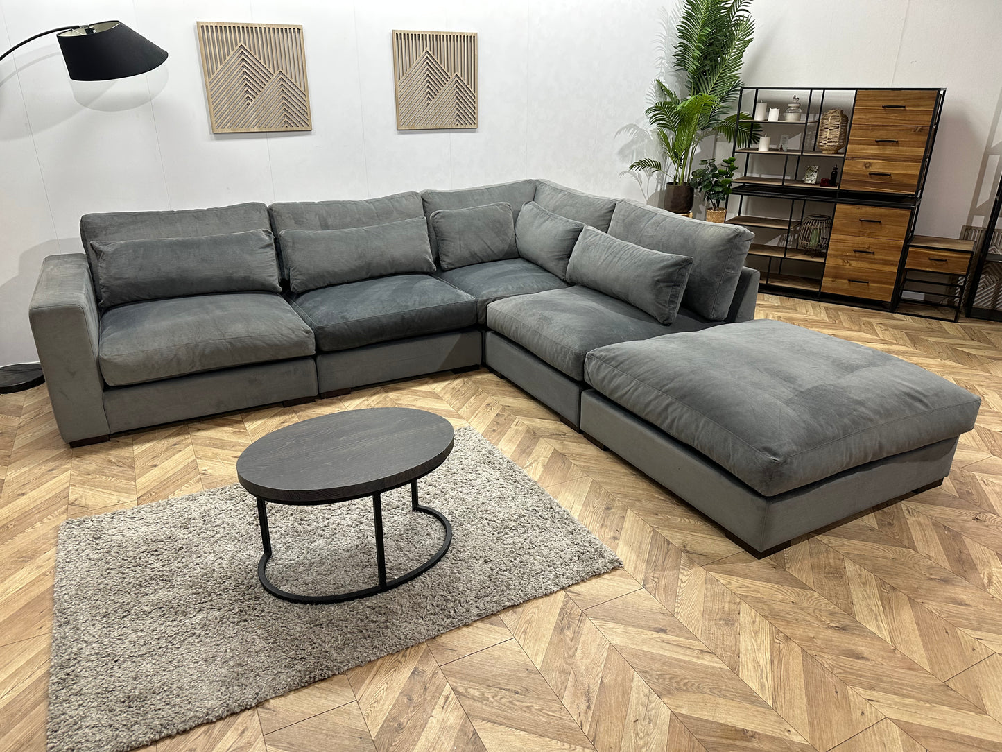 Handmade In Holland Grijze Velvet Hoekbank ~ Nieuwstaat