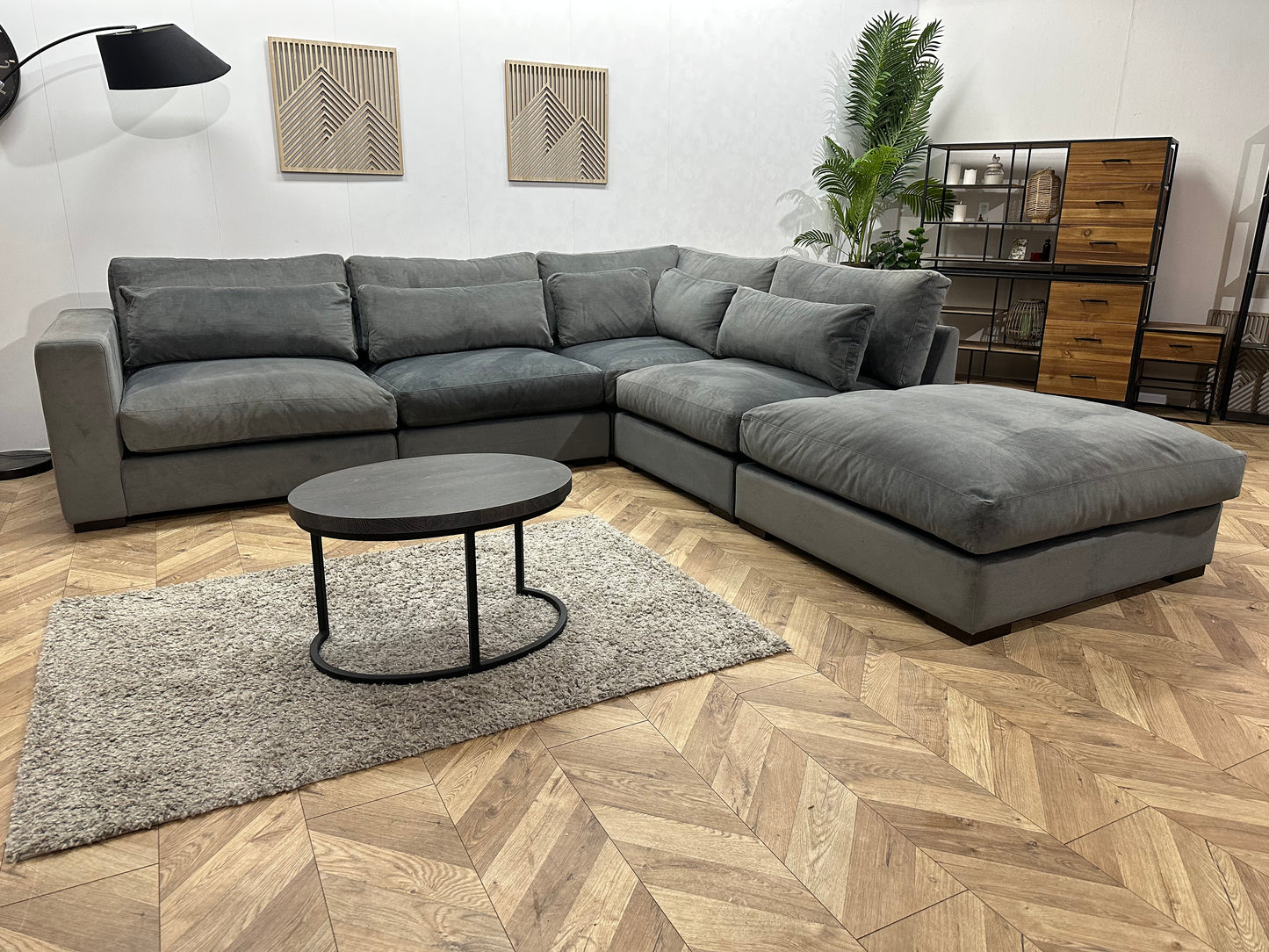 Handmade In Holland Grijze Velvet Hoekbank ~ Nieuwstaat