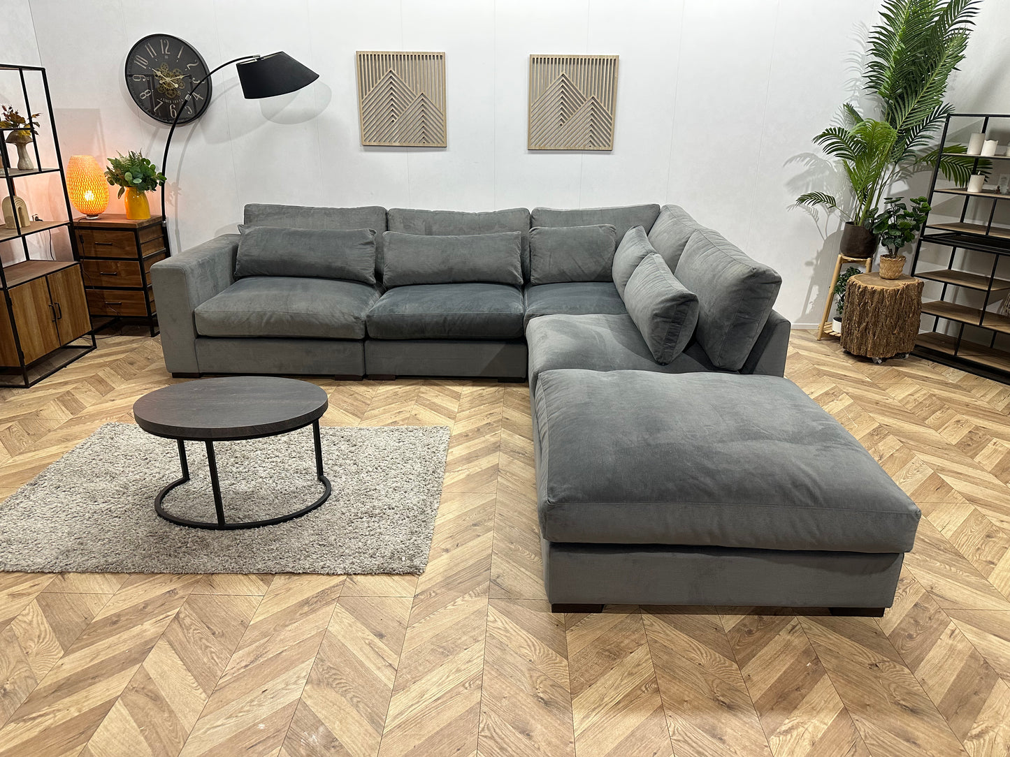 Handmade In Holland Grijze Velvet Hoekbank ~ Nieuwstaat