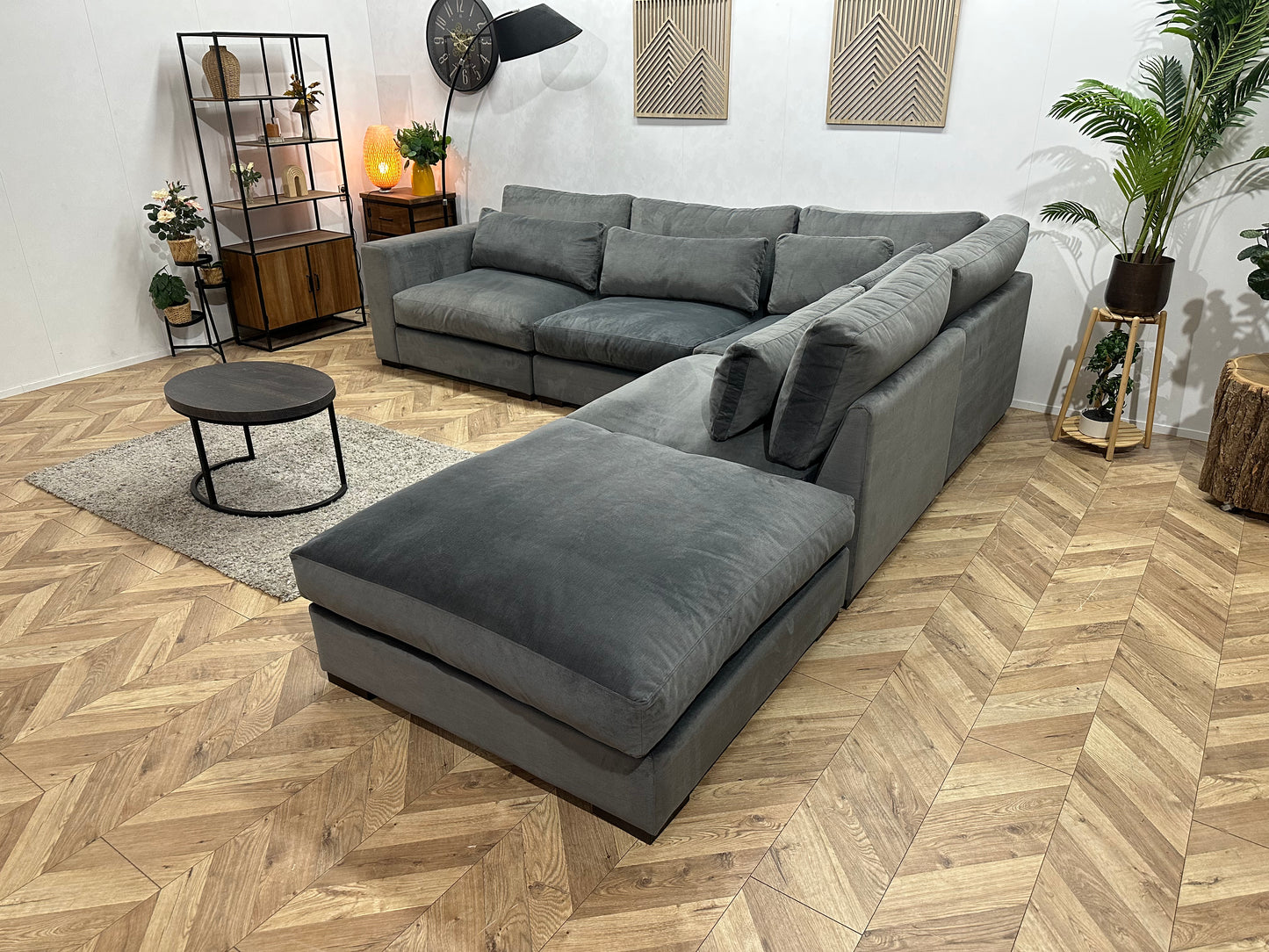 Handmade In Holland Grijze Velvet Hoekbank ~ Nieuwstaat