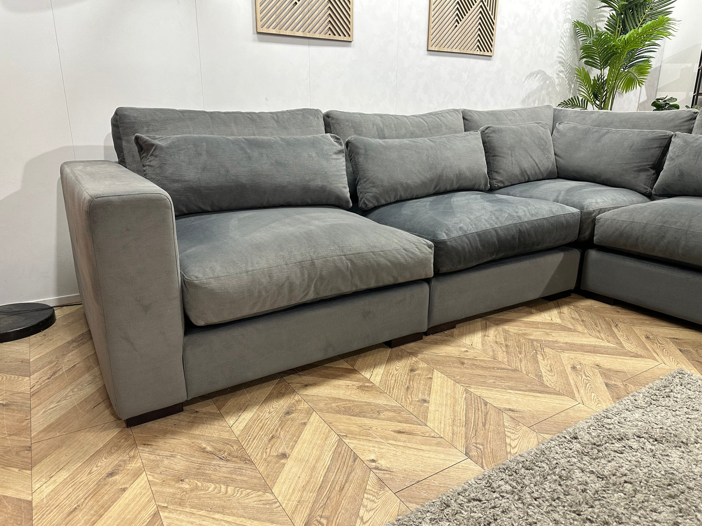 Handmade In Holland Grijze Velvet Hoekbank ~ Nieuwstaat